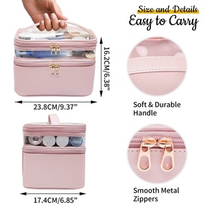 Double Layer Clear Cosmetic Bag Waterproof PVC Makeup Bag Travel <b>Toiletry</b> Organizer Portable Marble <b>Storage</b> Pouch for Women - Product Image 2