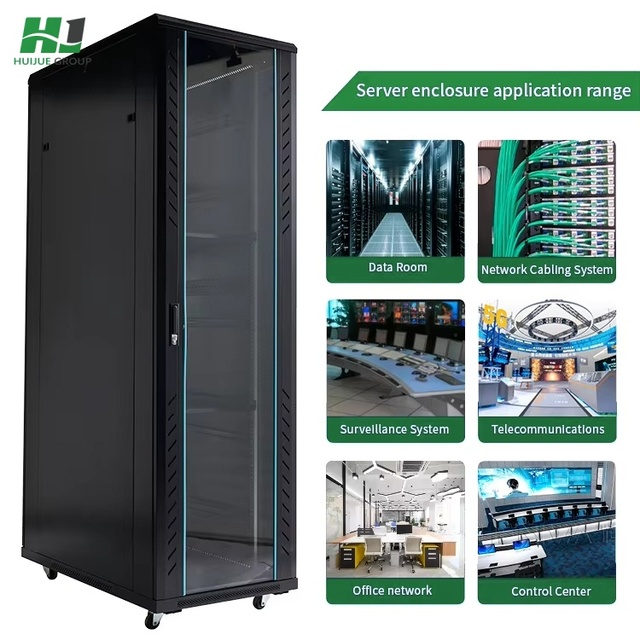 HJ Data Center Server 19 Inch 18U-47U Floor Standing SPCC Steel Network Rack Tempered Glass Door ISO9001/ISO14001 Certified
