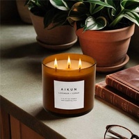 AIKUN - Fabrication sur mesure en usine, prix direct, contrôle qualité, bougie parfumée en verre ambré à la cire de soja pour spa