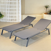 Chaise longue de piscine avec siège en toile et dossier réglable pour terrasse extérieure