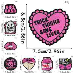Customized Design Iron-On Eco-friendly Embroidery Black <b>Hot</b> <b>pink</b> Cool Girl Patch for Clothes <b>Bag</b> Hat Decoration - Product Image 3