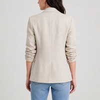 Blazer en lin pour femme, veste à un bouton, décontractée, pour le bureau, fabrication sur mesure OEM