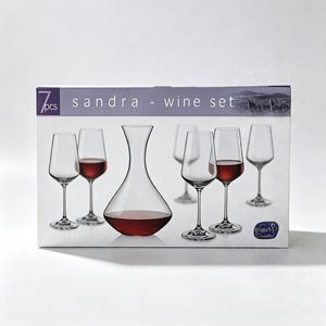 Sandra Wine Set 7 Pcs Decanter With Glasses Lead Free Crystal Dishwasher Safe For Home Or Gift - Product Image 1
