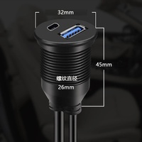 Câble d'extension étanche USB3.0/USB2.0 Type-C pour tableau de bord de bateau monté sur véhicule, 1m, en cuivre étamé, pour connexion au panneau