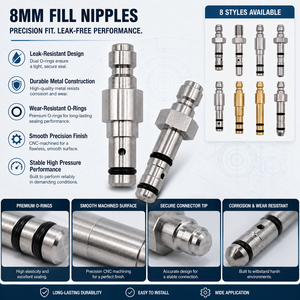 หัวเติมสแตนเลสสีเงิน Zimakyfa FP4-Q-S พร้อมวาล์วอะแดปเตอร์ชาร์จเร็ว ขนาด 8 มม. หัวเติมแบบเกลียว 1/8BSPP สำหรับแรงดันสูง - Product Image 3