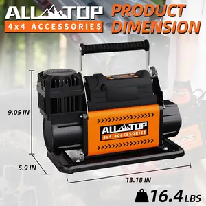 Compresor de aire ALL-TOP de 12V con panel de control LCD para presión objetivo preestablecida, inflador de bomba de aire de 150PSI 7.06CFM para tierra y pesado