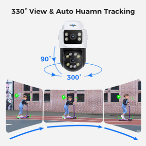 Système de caméra de sécurité IP filaire extérieur Hiseeu 6MP à double objectif 4 canaux avec suivi humain PTZ, vision nocturne et carte de données PK-4YH - Product Image 3