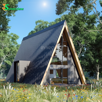 Villa de luxe traditionnelle en structure acier préfabriquée en forme de A, maison préfabriquée triangulaire, design écologique pour le tourisme