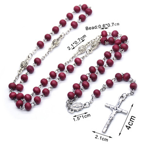 Bijoux religieux plaqué argent catholique dame vierge <span class=keywords><strong>marie</strong></span> rouge chapelet perles collier <span class=keywords><strong>pour</strong></span> la prière - Product Image 3
