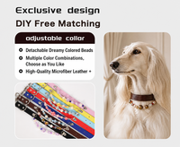 Collier pour animaux de compagnie DIY 2026 en vogue, accessoires de luxe détachables avec breloques, collier en cuir PU souple pour chiens et chats, fournitures pour animaux de compagnie