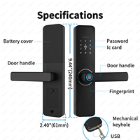 Serrure de Porte Intelligente Tuya Wi-Fi Verrou Électronique Numérique avec Empreinte Digitale/Mot de Passe/Carte/Clé pour Maison Résidentielle