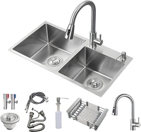 Évier de cuisine en acier inoxydable 304 noir, gris et argenté, double bac, avec accessoires de robinetterie et égouttoir, design moderne, couleur personnalisable, OEM ODM