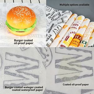Papier d'emballage alimentaire anti-graisse personnalisé, recyclé, biodégradable, pour hamburgers et sandwichs, papier d'emballage alimentaire anti-graisse de qualité alimentaire - Product Image 5