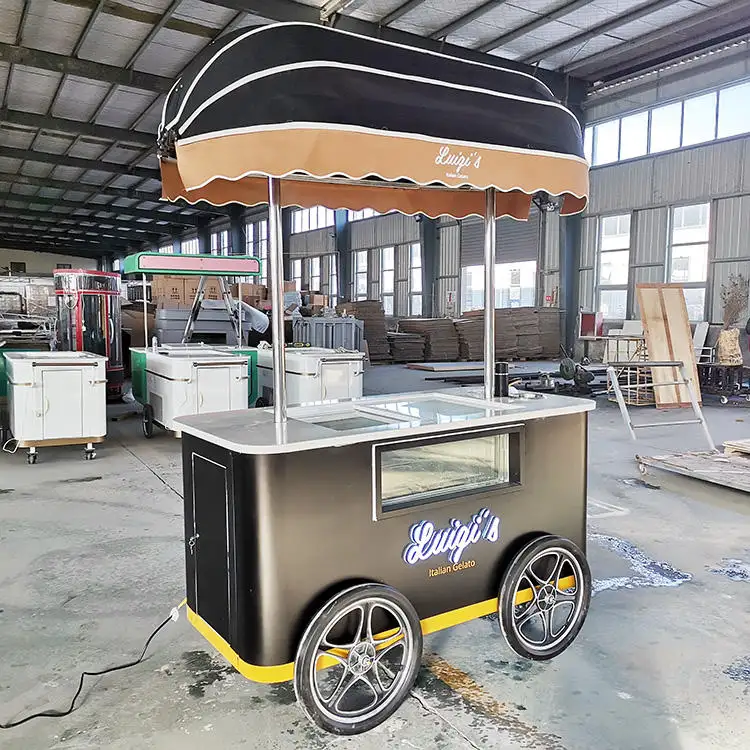2022 neues Design Snacks Essen Eis schieben Auto einfrieren kleinen Eis am Stiel Wagen Gelato Cart Kiosk