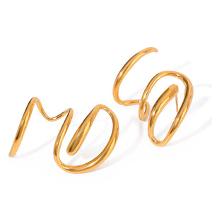 Geometric Hoop <b>Earrings</b> <b>Gold</b> Tone Stainless Steel Fashion <b>Dangle</b> <b>Earrings</b> - Product Image 1