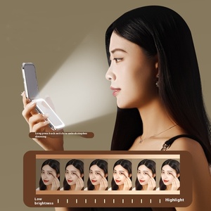 Bán buôn xách tay đôi mặt <span class=keywords><strong>Led</strong></span> Gương trang điểm mini cầm tay máy tính để bàn gương ánh sáng công suất nhỏ gấp Ins Pocket gương - Product Image 4