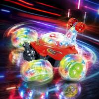 Coche de Acrobacias a Control Remoto, Camioneta a Radiocontrol con Giro de 360 Grados, con Luces y Música, Juguete de Coche RC para Niños
