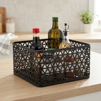 Panier de rangement en fil métallique noir creux, écologique, grande capacité, fabrication de précision, pour l'organisation et le rangement à domicile
