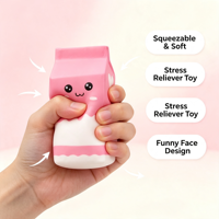 Cadeau promotionnel écologique amusant en mousse PU anti-stress en forme de lait, boule anti-stress à presser