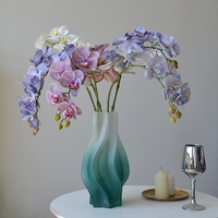 Bunga Anggrek Phalaenopsis Buatan 9 Kepala dengan Sentuhan Realistis Berkualitas Tinggi untuk Dekorasi Pernikahan, Hari Ibu, Meja Makan, dan Rumah.
