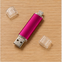 Clé USB OTG 2-en-1 transparente à double capuchon avec logo personnalisé pour mobile