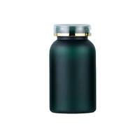 Bouteilles en plastique PET vert mat de qualité alimentaire 80cc 150cc 225cc 275cc pour capsules, pilules, bonbons, comprimés, vitamines, médicaments, avec couvercle à double paroi