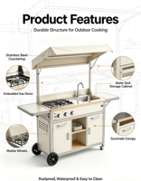 Table de cuisine pliante portable en aluminium pour camping-car, camping, extérieur, SUV, pick-up et tailgating