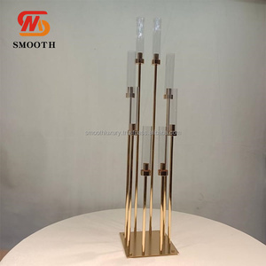 Candelabro de Pilar dorado suave para velas, portavelas de aleación de latón con tallo de Dores, candelabros para bodas, eventos y fiestas - Product Image 4