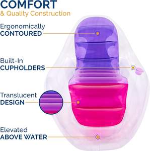 Flotador Inflable Ergonómico de PVC para Piscina con Portavasos, Color Rosa Morado Transparente, para Adultos, Fiestas Acuáticas de Verano - Product Image 2