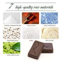 Chocolat Noir Amincissant sans Sucre, au Collagène Marin Hydratant, Probiotiques Courbe Intestinale pour Régime Minceur et Perte de Poids, Peptides Amincissants pour Adultes