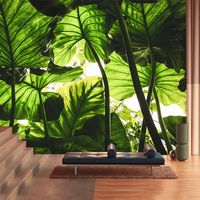 Papier peint mural moderne 3D non tissé imperméable à l'eau, motif animaux et forêt de feuilles de bananier d'Asie du Sud-Est, pour appartement, restaurant, chambre, facile à poser