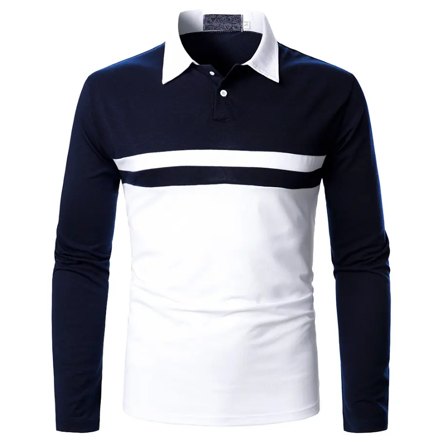 Mannen Polo Mannen Lange Korte Mouw Polo Shirt Contrast Kleur Polo Nieuwe Kleding Herfst Streetwear Casual Mode Mannen Tops