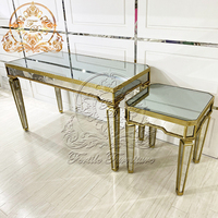 Console de table moderne en acier inoxydable, avec cadre métallique, forme carrée, miroir et verre, modèle
