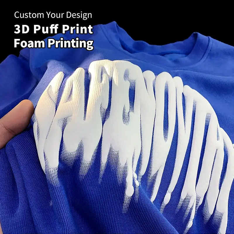 Benutzer definierte Schwergewicht Brief Grafik Baumwolle T-Shirt Camiseta Oem Kleidung Männer Übergroße gedruckte 3D Puff Print T-Shirts