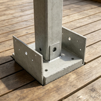 AromaNano 10 PCS 6x6 Base d'ancrage pour poteau de terrasse en béton, support triangulaire en acier réglable, triple galvanisation au zinc