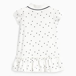 Vestito Polo Bianco per Bambine in 100% Cotone, Abito Polo a Maniche Corte per Bambini - Product Image 3