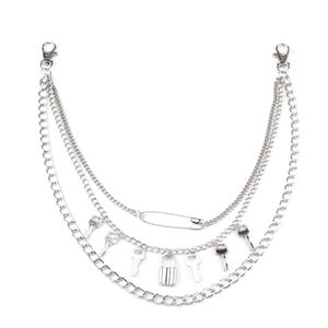 Chaîne de taille multicouche style punk avec pendentif clé en métal en forme de cadenas, chaîne de corps unisexe tendance en alliage de zinc pour usage quotidien - Product Image 5
