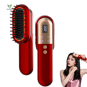 Peine Alisador de Cabello Inalámbrico Recargable por USB, Mini Peine de Masaje Inalámbrico <span class=keywords><strong>con</strong></span> Luz Roja para Mujer, Mango de Plástico, Nutrición - Product Image 1