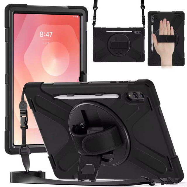 Shockproof Rugged Silicone Case for Samsung Galaxy Tab S11 Ultra 14.6 Inch 2025 Cover with Pencil Holder Shoulder Strap