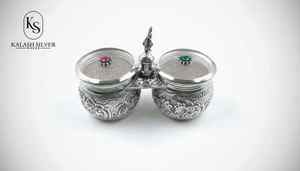 Juego de Recipientes para Frutos Secos de Plata Hechos a Mano con Tapas Decorativas, Frascos de Almacenamiento Premium para Regalos, Decoración del Hogar y Uso en Pooja - Product Image 5