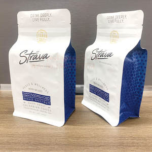 Sacs d'emballage pour café et thé noir à fond plat avec soufflet latéral de 340g, vente en gros à faible MOQ, avec valve refermable à glissière - Product Image 1