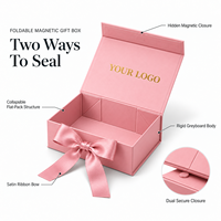 Boîte cadeau pliable rose personnalisée avec fermeture magnétique et boucle en ruban, fabricant et fournisseur de boîtes en papier à plat