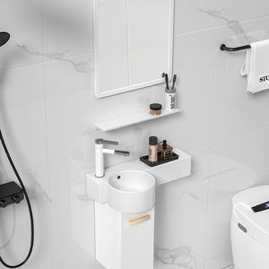 Lavabo à <span class=keywords><strong>main</strong></span> en céramique blanche européenne Prix Vanité moderne Lavabo de salle de bain mural simple pour hôtel villa - Product Image 2