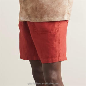 Pantaloncini <span class=keywords><strong>da</strong></span> uomo personalizzati in lino <span class=keywords><strong>Bermuda</strong></span> traspirante a vita media stile Casual a gamba dritta con coulisse interna al ginocchio in tinta unita - Product Image 6