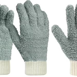 Gants de dépoussiérage en microfibre MIG4U, gants de nettoyage réutilisables <span class=keywords><strong>pour</strong></span> stores, fenêtres, volets, meubles, voitures, gris, épaisseur moyenne, 2 paires S/M - Product Image 1
