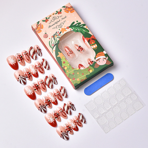 Handmade ABS French Style Wearable <b>Nails</b> Almond Shape Press-On Reusable Detachable Pieces 30 Pcs/<b>set</b> for Finger Christmas - Product Image 2