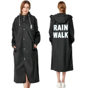 Jas hujan panjang tahan air pria, jas hujan bertudung, jaket Trench luar ruangan mendaki motor warna hitam