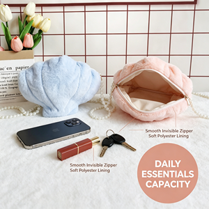 Sac à bandoulière en peluche Kawaii en forme <span class=keywords><strong>de</strong></span> coquillage, sac à main en forme <span class=keywords><strong>de</strong></span> coquille avec perles et visage souriant, chaîne perlée pour filles, cadeau - Product Image 3