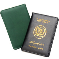 Étui de passeport fin pour le Pakistan, design personnalisé en cuir PU avec logo estampé or, porte-passeport