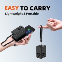 Worldplug Tout en Un Prise de Voyage Adaptateur Multi Plug Chargeur USB World Plug Adaptateur de Voyage Universel avec Câble de Banque d'Alimentation